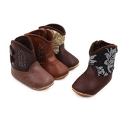 Boys Baby Girls Winter Boots, Soft Bottom Non-slip Baby Foreign-style Western Cowboy Leather Boots, Baby Shoes