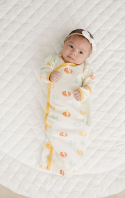 Organic Cotton Baby Gown – GOTS Certified Newborn Sleep Gown – Smiley Bolts