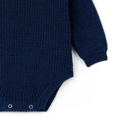Classic Chunky Knit Baby Romper in Navy