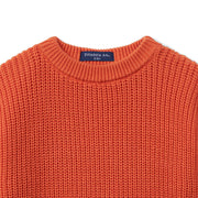 Classic Chunky Knit Baby Romper in Orange Rust