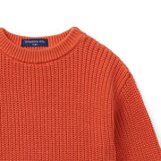 Classic Chunky Knit Baby Romper in Orange Rust