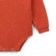 Classic Chunky Knit Baby Romper in Orange Rust