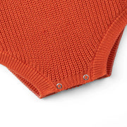 Classic Chunky Knit Baby Romper in Orange Rust