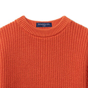 Ruffle Chunky Knit Baby Romper in Orange Rust