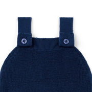 Baby Knit Button Strap Romper in Navy