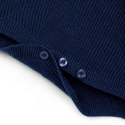 Baby Knit Button Strap Romper in Navy