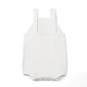 Baby Knit Button Strap Romper in White