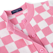 Pink Checker Baby Knit Button Romper