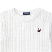 Classic Cable Knit Baby Sweater in White