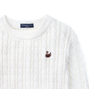 Classic Cable Knit Baby Sweater in White
