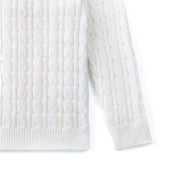 Classic Cable Knit Baby Sweater in White