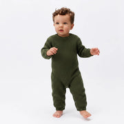 Baby Knit Romper Snap Closure in Forest Green