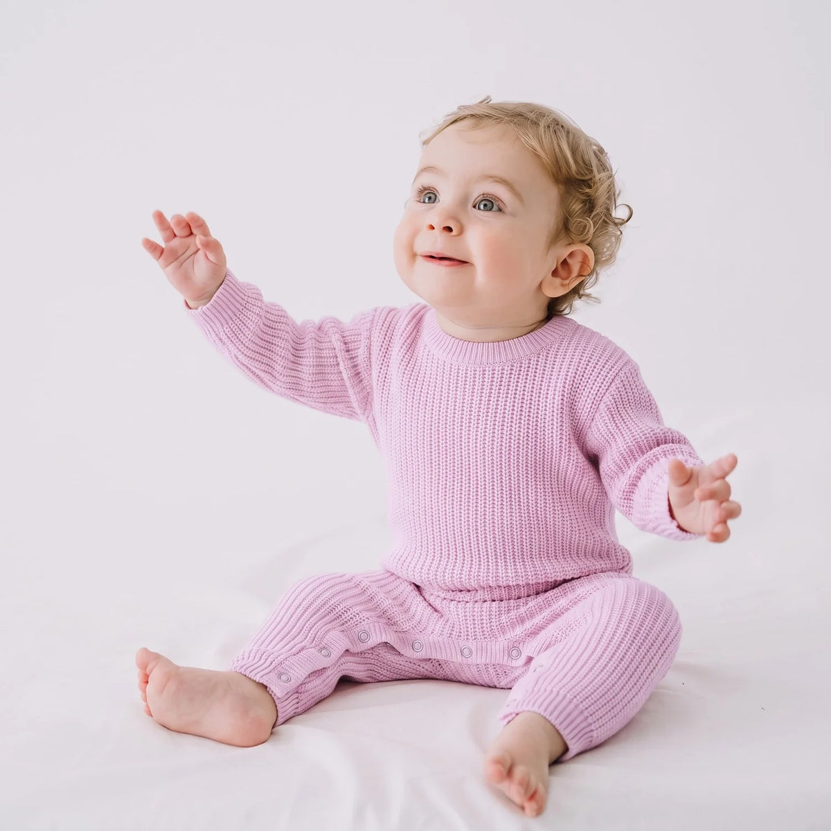 Baby Knit Romper Snap Closure in Lilac