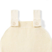 Baby Knit Button Strap Romper in Cream
