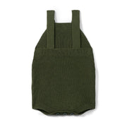 Baby Knit Button Strap Romper in Forest Green