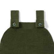 Baby Knit Button Strap Romper in Forest Green