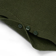 Baby Knit Button Strap Romper in Forest Green