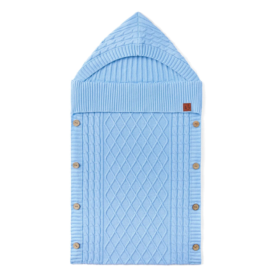 Cable Knit Baby Sleep Sack in Baby Blue
