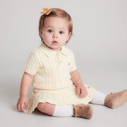 Cable Knit Polo Sweater in Cream