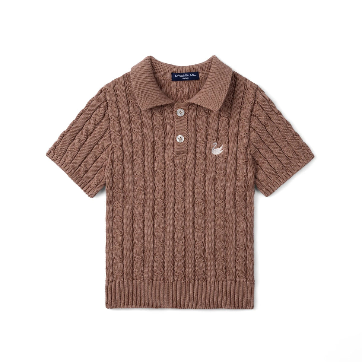 Cable Knit Polo Sweater in Mocha