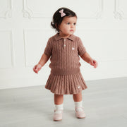 Cable Knit Polo Sweater in Mocha