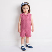 Cable Knit Short in Rose Pink