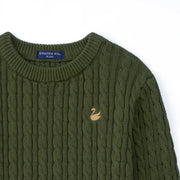 Classic Cable Knit Baby Sweater in Forest Green
