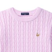 Classic Cable Knit Baby Sweater in Lilac