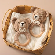 1pc Baby Rattles - Crochet Bunny Rattle Toy, Wood Ring Baby Teether, Rodent Baby Gym Mobile, Newborn Educational Toys Gift