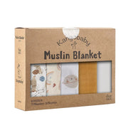 5-Piece Set – Multi-Functional Bamboo Cotton Muslin Bibs & Burp Cloths – Soft & Breathable Washcloths for Newborns
