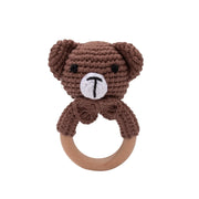 1pc Baby Rattles - Crochet Bunny Rattle Toy, Wood Ring Baby Teether, Rodent Baby Gym Mobile, Newborn Educational Toys Gift