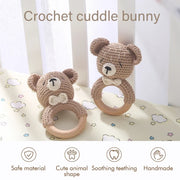1pc Baby Rattles - Crochet Bunny Rattle Toy, Wood Ring Baby Teether, Rodent Baby Gym Mobile, Newborn Educational Toys Gift