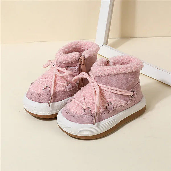 Warm Baby Boots with Plush Lining and Rubber Sole for Toddlers and Kids