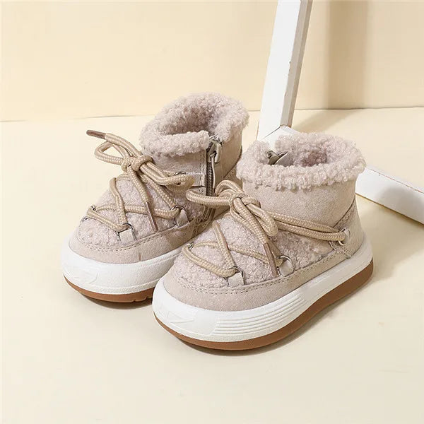 Warm Baby Boots with Plush Lining and Rubber Sole for Toddlers and Kids