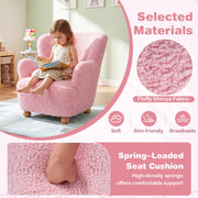 Kids Sherpa Armchair with Solid Wood Legs - Light Pink
