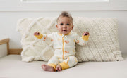 Organic Cotton Baby Zippy Pajamas – GOTS Certified Newborn Sleeper – Smiley Bolts