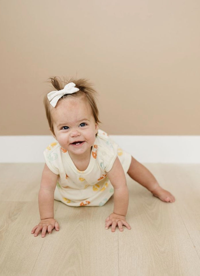 Organic Cotton Baby Dress with Bloomers – GOTS Certified Baby Girl Outfit – Smiley Bolts