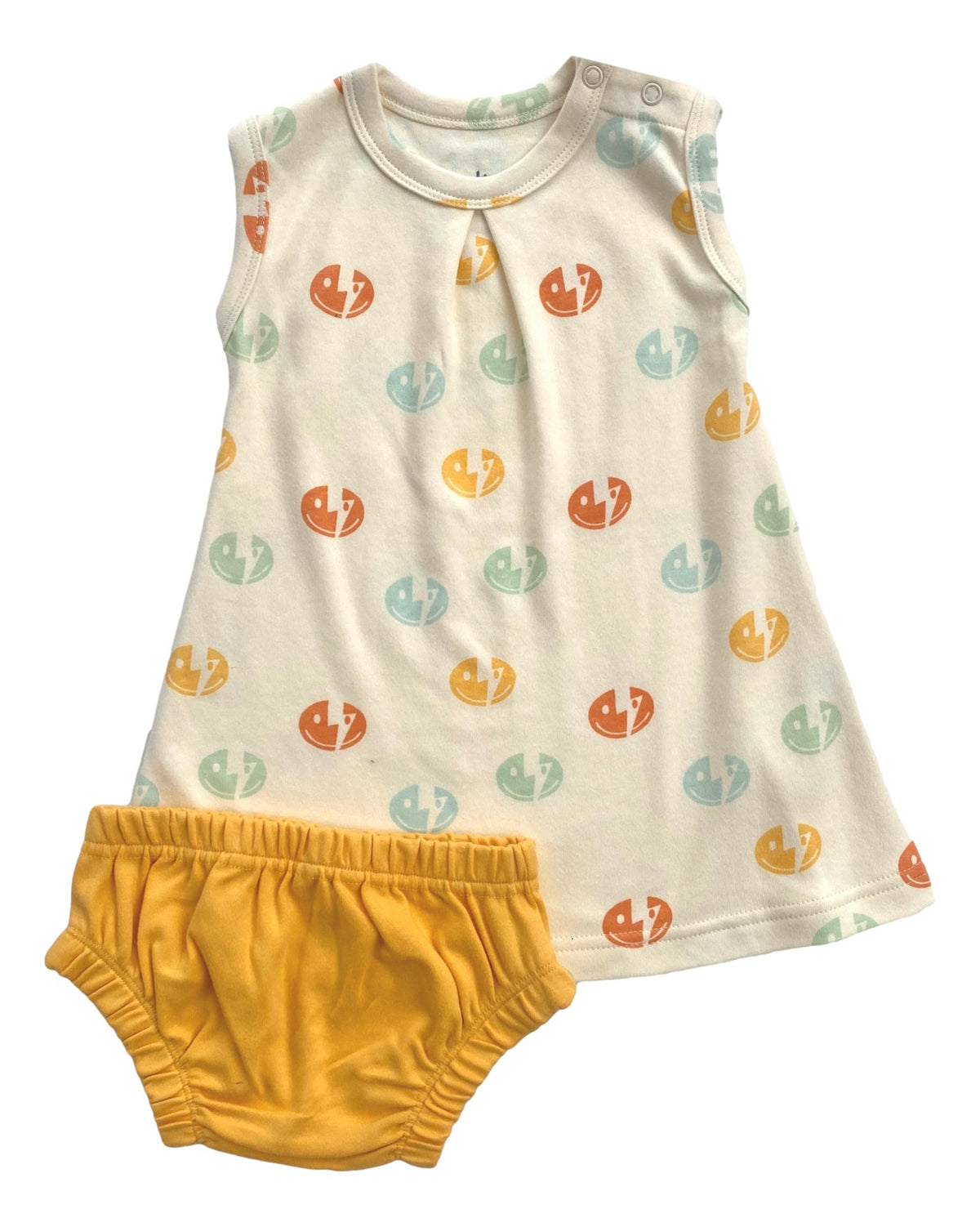 Organic Cotton Baby Dress with Bloomers – GOTS Certified Baby Girl Outfit – Smiley Bolts