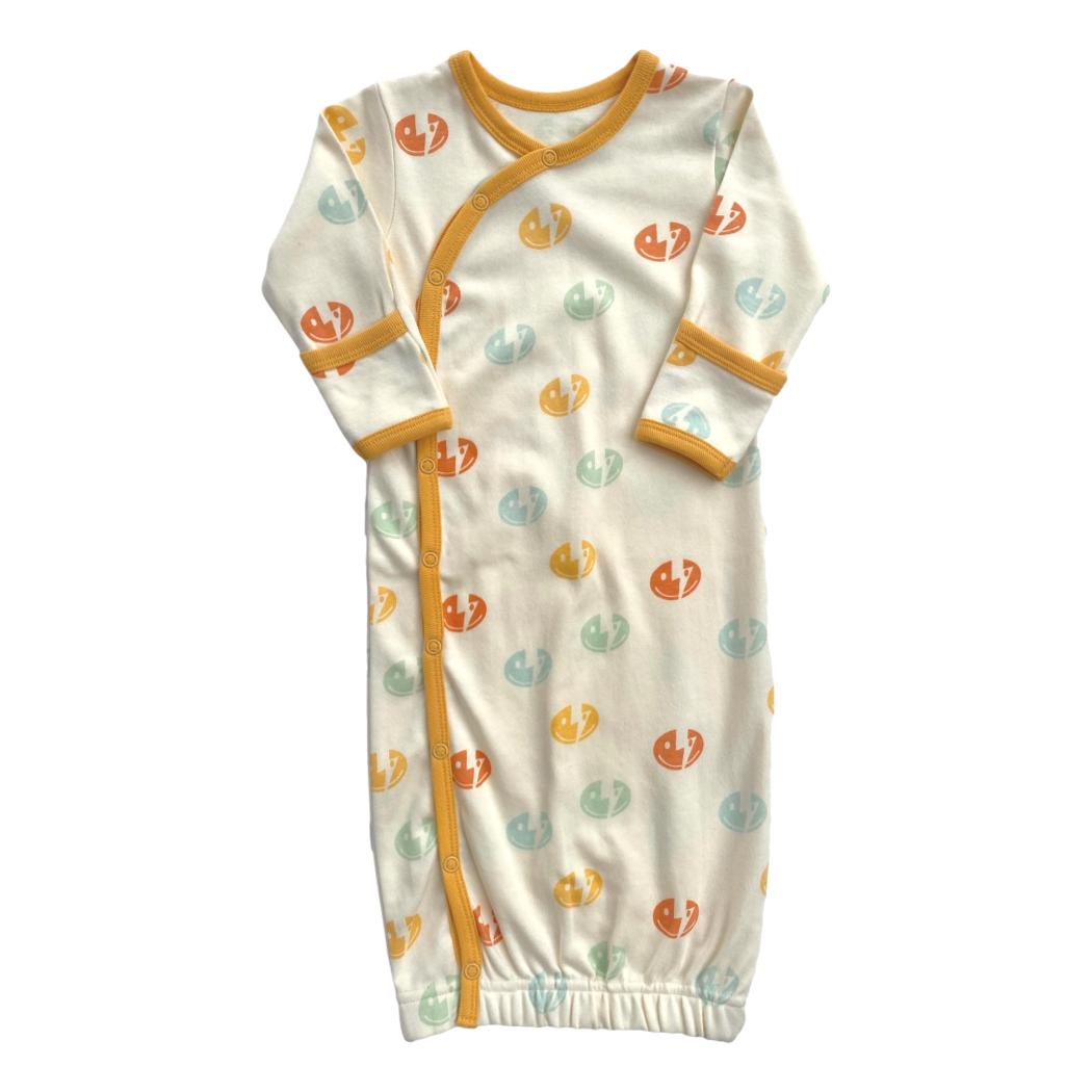 Organic Cotton Baby Gown – GOTS Certified Newborn Sleep Gown – Smiley Bolts