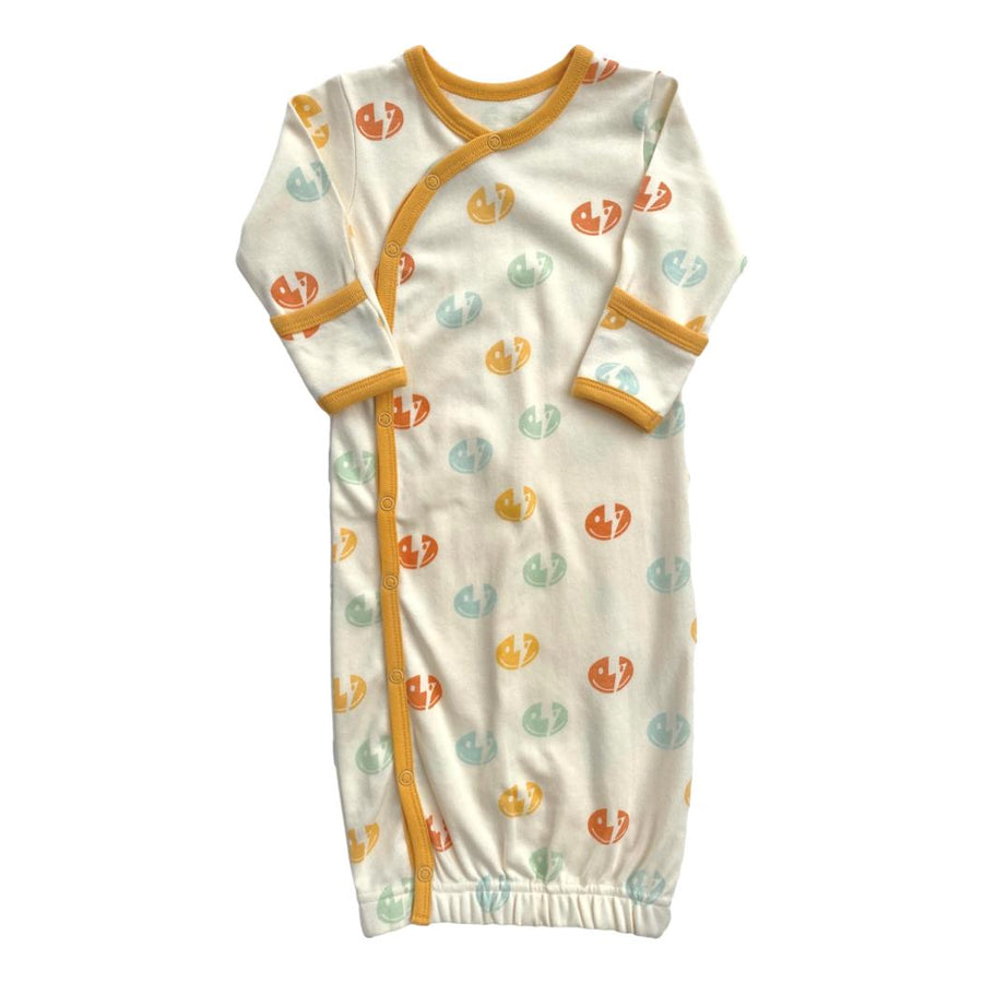 Organic Cotton Baby Gown – GOTS Certified Newborn Sleep Gown – Smiley Bolts