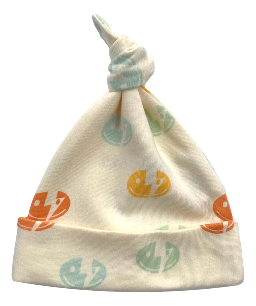 Organic Cotton Baby Hat – GOTS Certified Newborn Beanie – Smiley Bolts
