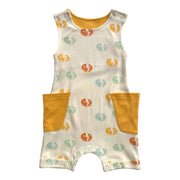 Organic Cotton Baby Romper – GOTS Certified Sleeveless Infant Bodysuit – Smiley Bolts