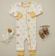 Organic Cotton Baby Zippy Pajamas – GOTS Certified Newborn Sleeper – Smiley Bolts