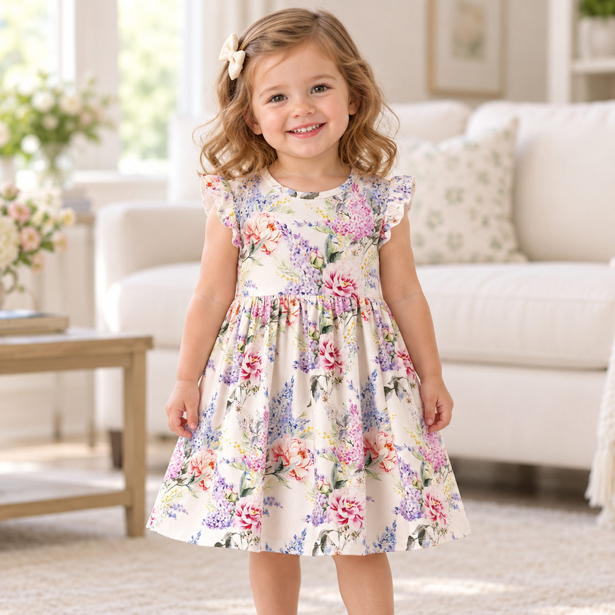 Watercolor Floral Bamboo Toddler Dress