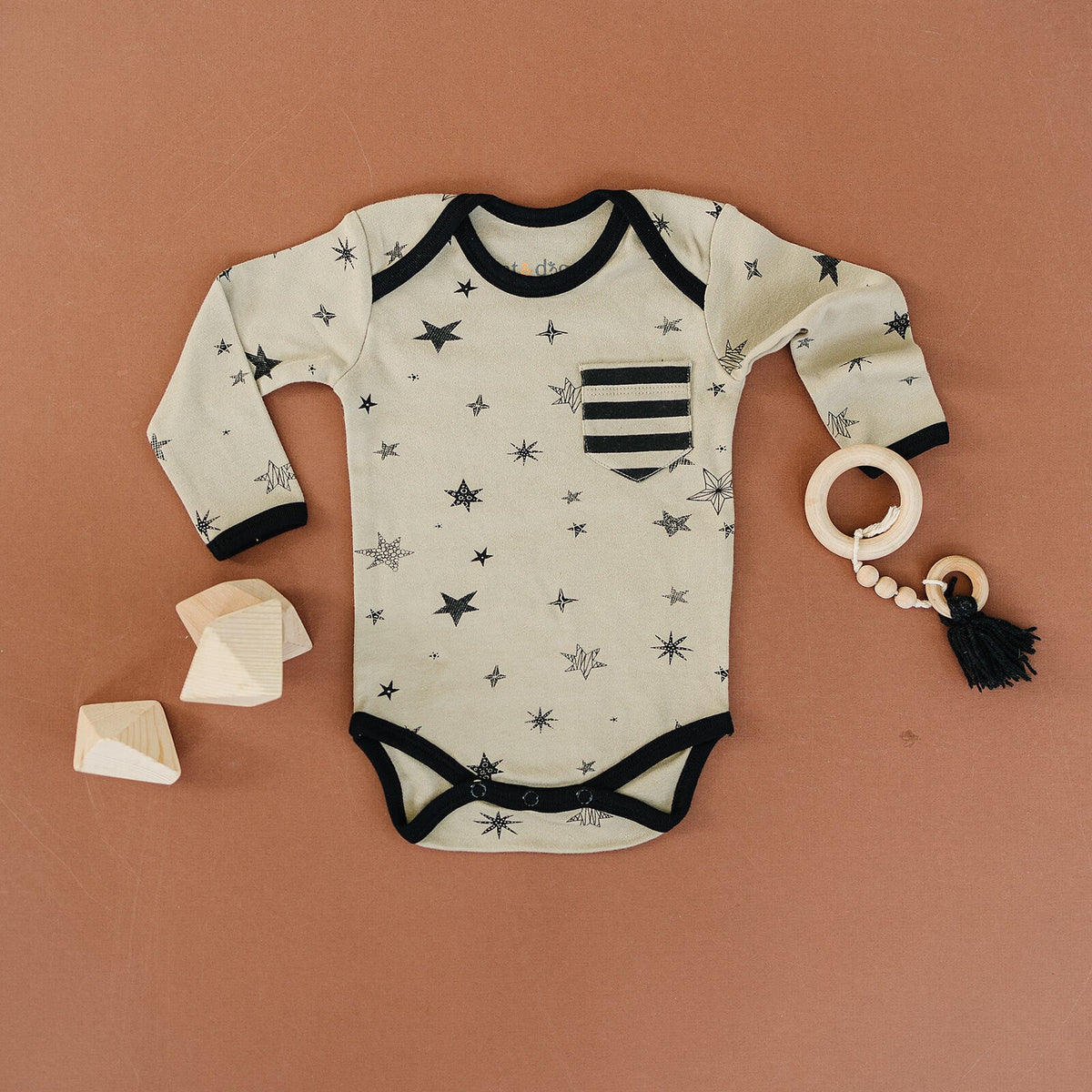 Organic Cotton Long Sleeve Bodysuit - Cosmic Star