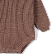 Classic Chunky Knit Baby Romper in Mocha