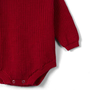 Classic Chunky Knit Baby Romper in Red Xmas