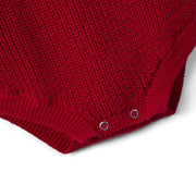 Classic Chunky Knit Baby Romper in Red Xmas