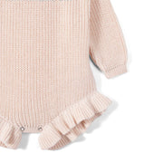 Ruffle Chunky Knit Baby Romper in Beige