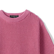 Ruffle Chunky Knit Baby Romper in Rose Pink